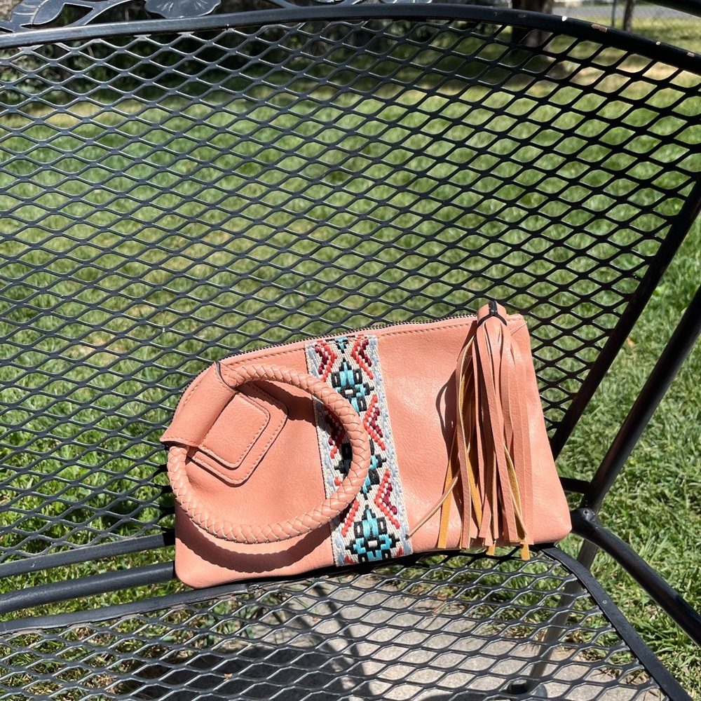 Women’s Coral Beaded Accent Wristlet Bag
